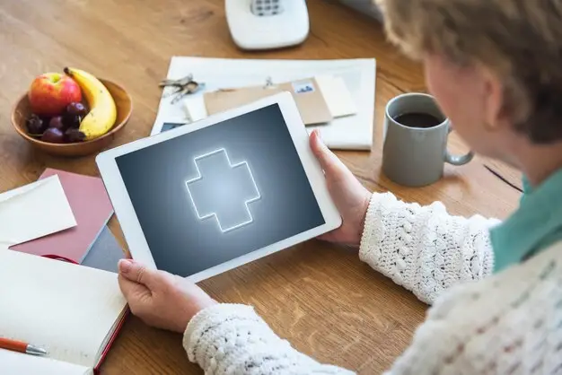 patient using tablet to access medical information