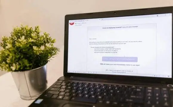 email displayed on a computer